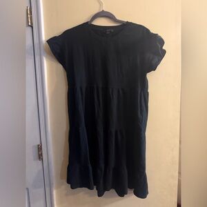 J. Crew Black Mini Tiered Dress with Flutter Sleeves, small